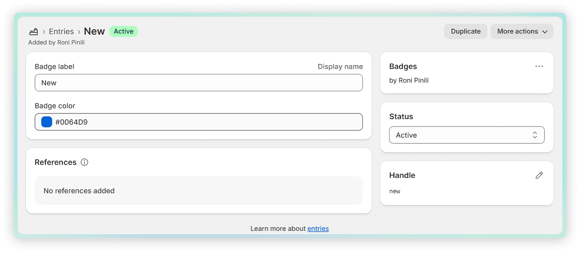 Metaobject Entry Fields