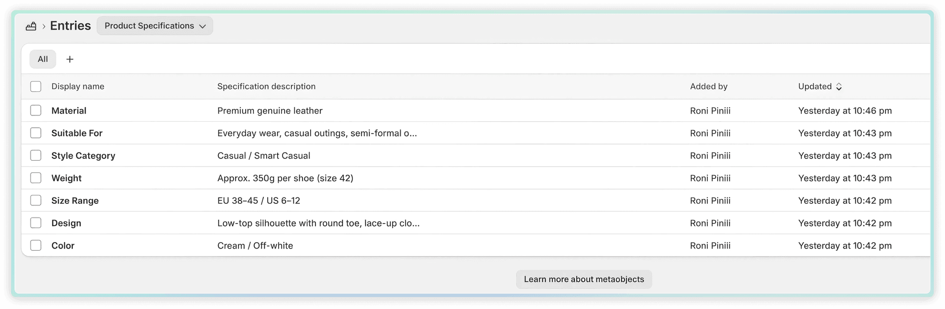 Managing Metaobject Entries