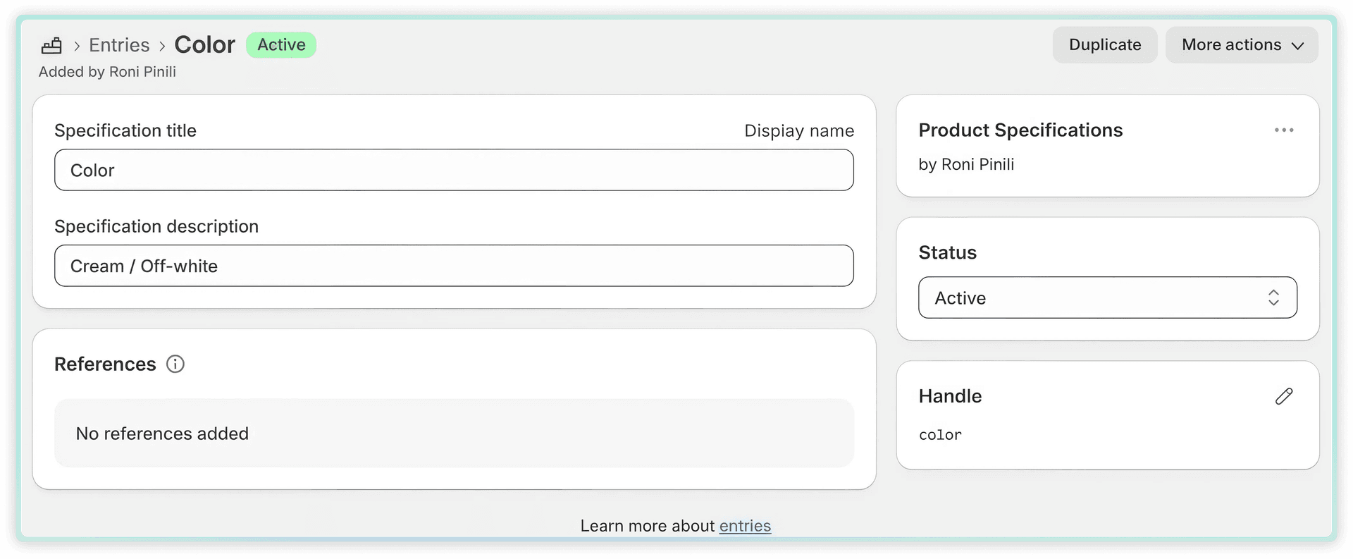 Metaobject Entry Fields